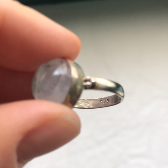 Vintage rainbow moonstone 925 sterling silver ring - Picture 7 of 8